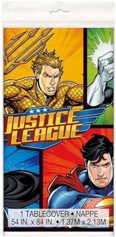 Unique Justice League Rectangular Plastic Table Cover - 54" x 84", 1 Pc, Multi Color image 5