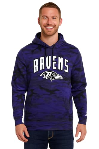 Zubaz NFL Men's All-Over Team Color Camo Lines Hoodie - Baltimore Ravens, 2X-Large