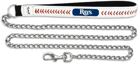 MLB Tampa Bay Rays Baseball Leather Chain Leash, 2.5 mm