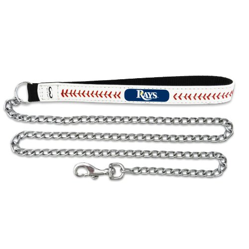 MLB Tampa Bay Rays Baseball Leather Chain Leash, 2.5 mm