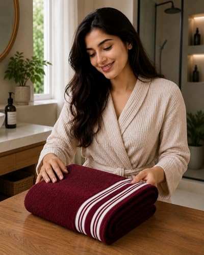 Image of Kiyro 100% Cotton Towels for Bath | Towels for Bath Large Size Bath Towel - Soft & Absorbent | 450 GSM | 1 Piece Bath Towel for Men /Women | Urban Comfort | 70 cms x 140 cms