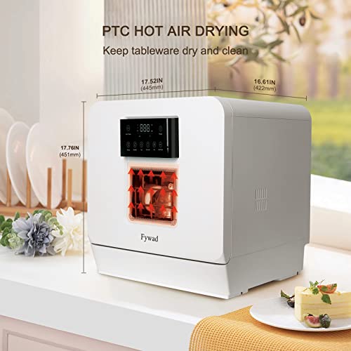 Fywad Countertop Dishwasher, Portable Dishwasher No Hookup. Countertop Dishwasher With Water Tank. With Child Lock, Hot Drying, 4 Washing Programs, Leak-Proof. 360-Degree Spraying. #TOP3