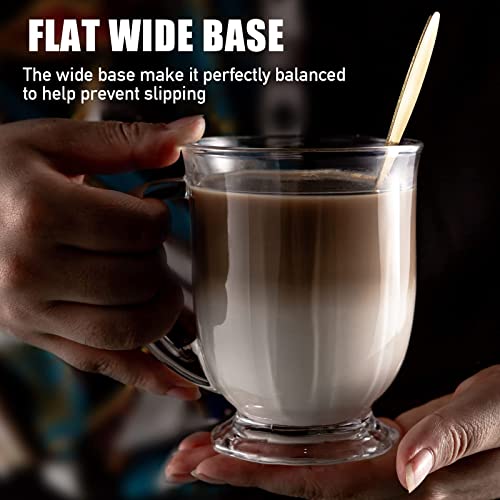 Clear Glass Coffee Mugs Set of 4, Diner Mugs16 OZ, Large Glass Beer Cups with Handle,Bottom Nine-Sided Mug for Men and Women Hot Beverages,Tea, Cappuccino, Latte, Espresso, Juice Mothers‼️one missing‼️