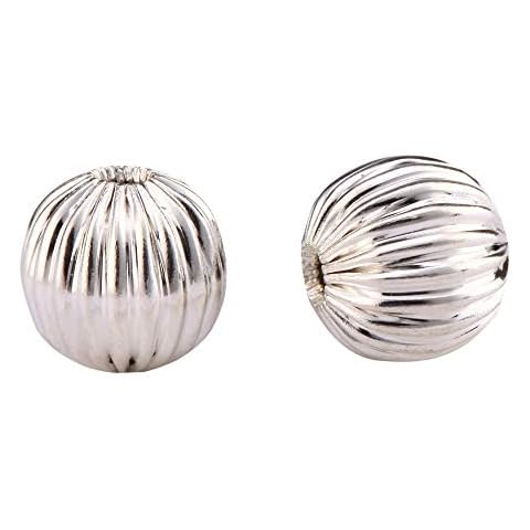 100pcs Beautiful Mellon Spacer Beads 10mm (0.39 Inch) Metal Beads Sterling Silver Plated Silver Beads | CF109-10 Cover