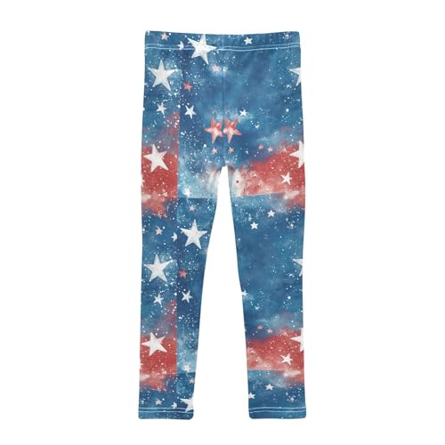 Red White Blue Stars Firework Girls Leggings Kids Yoga Pants Dance Active Tights 4T2