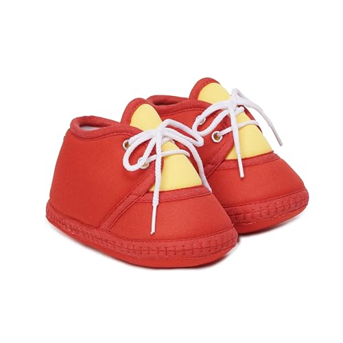 Image of Neska Moda 6 To 12 Months Baby Boys & Baby Girls Cute Soft Cotton Pre-Walker Lace Booties-BT4713