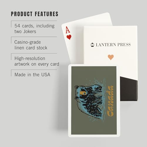 Lantern Press Canada Black Bear 52 Cartas Póker miniatura 3