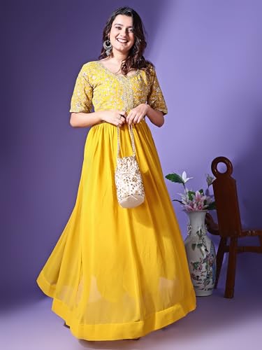Image of Fashion Basket Georgette Embroidered Anarkali Dress for Women