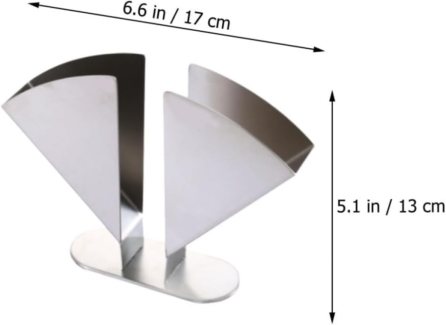 Stainless Steel Napkin Stand Fan-shaped Vertical Paper Towel Holder Small Size Desktop Serviette Rack for Dining Table Kitchen Use