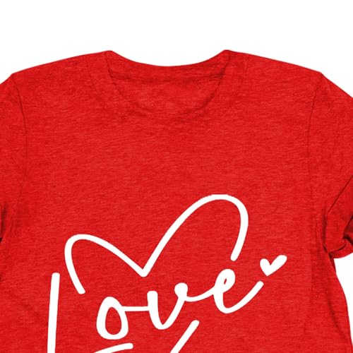 Image of Valentines Shirts for Women Valentine Love Heart Printed Graphic Tshirt Cute Girls Casual Top