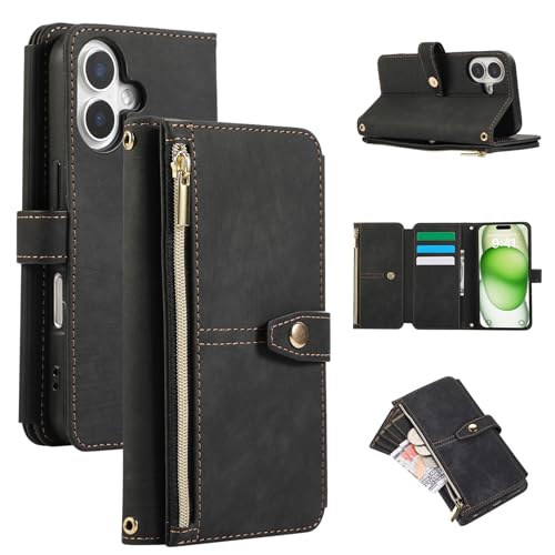 Étui pour iPhone 16 Plus résolvant le manque de place avec sa pochette zippée