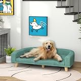 PawHut Hundesofa mit Rückenlehne für Große Hunde 98 x 67 x 25 cm Grün