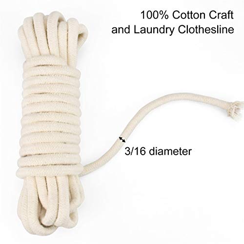 Enenes Craft Rope 1/4 INCH Braided Rope Cotton Rope 65 Feet Clothesline All Purpose Braided Cord for DIY Rope Basket/Mat as Candle Replacement Wick Self Watering Rope for Potted Plants (6MM, 65 Feet) - Thumbnail 5
