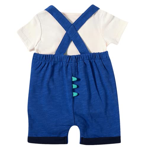 Jardineira Curta Dino com Aplique Suedine,Tip Top,Bebê Menino,Azul,M