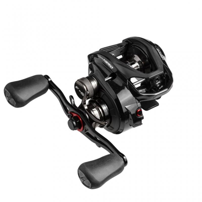 MARINE SPORTS, CARRETILHA MARINE SPORTS TITAN HERO REC 8:1.1 - DRAG 6,8KG LADO DA MANIVELA:ESQUERDA;COR:PRETO COM VERMELHO