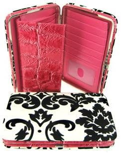 Amazon.com: Velvet Coated Damask Flat Wallet Clutch Opera Purse Black ...