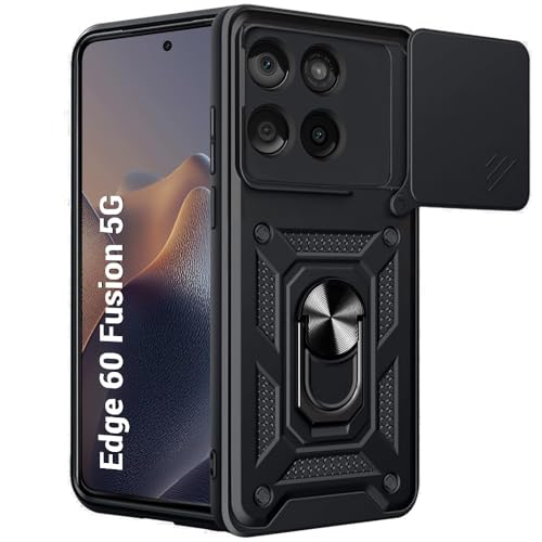 Image of Luxe Back Cover for Motorola Edge 60 5G / Motorola Edge 60 Fusion 5G | D10 Tough Armor Case | Sliding Camera Shield | 360 Protection | Kickstand Ring Holder | Military-Grade Shockproof Bumper Case