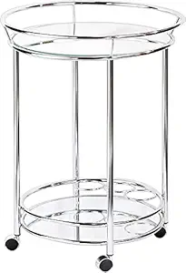 Indian Decor 66501 Furniture Chrome Bar Cart 22.5
