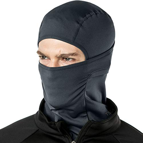 TSLA Thermal Winter Balaclava Face Mask, UV Protection Fleece Lined Ski Mask, Lightweight Windproof Neck Gaiter, Thermal Fleece Balaclava Charcoal, Large