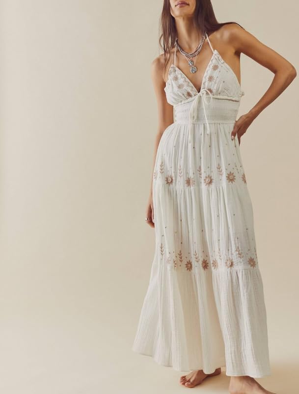 Women Backless Flowy Boho Maxi Dress Sexy Strappy UK | Ubuy