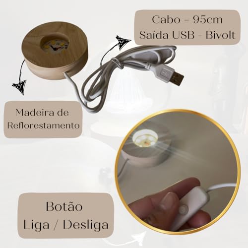 Luminária de Mesa Cristo Redentor 3D LED bola 7 Maravilhas do Mundo Moderno (Grande)