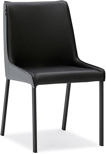 Miniatura 14 de ZURI Helena - Silla de comedor de cuero sintético blanco y negro con patas revestidas en polvo negro Negro/Blanco,Negro /Gris