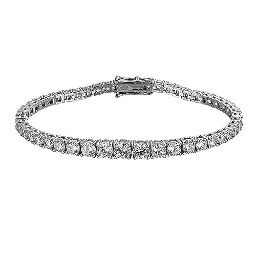 Bracelet tennis argent 925 anti-ternissement de 22 cm avec pierres éclatantes D VVS1