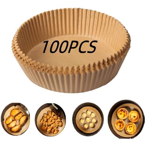 YUXUAN Parchment Baking Paper Disposable Paper Liner 100 Pieces Air Fryer Baking Tray Round Suitable for air Fryer Baking, Microwave 7.9 in Cover