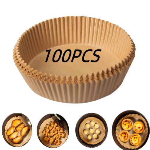 YUXUAN Carta da forno usa e getta in carta pergamena, 100 pezzi, teglia rotonda adatta per friggitrice ad aria, forno a microonde, 20,1 cm.