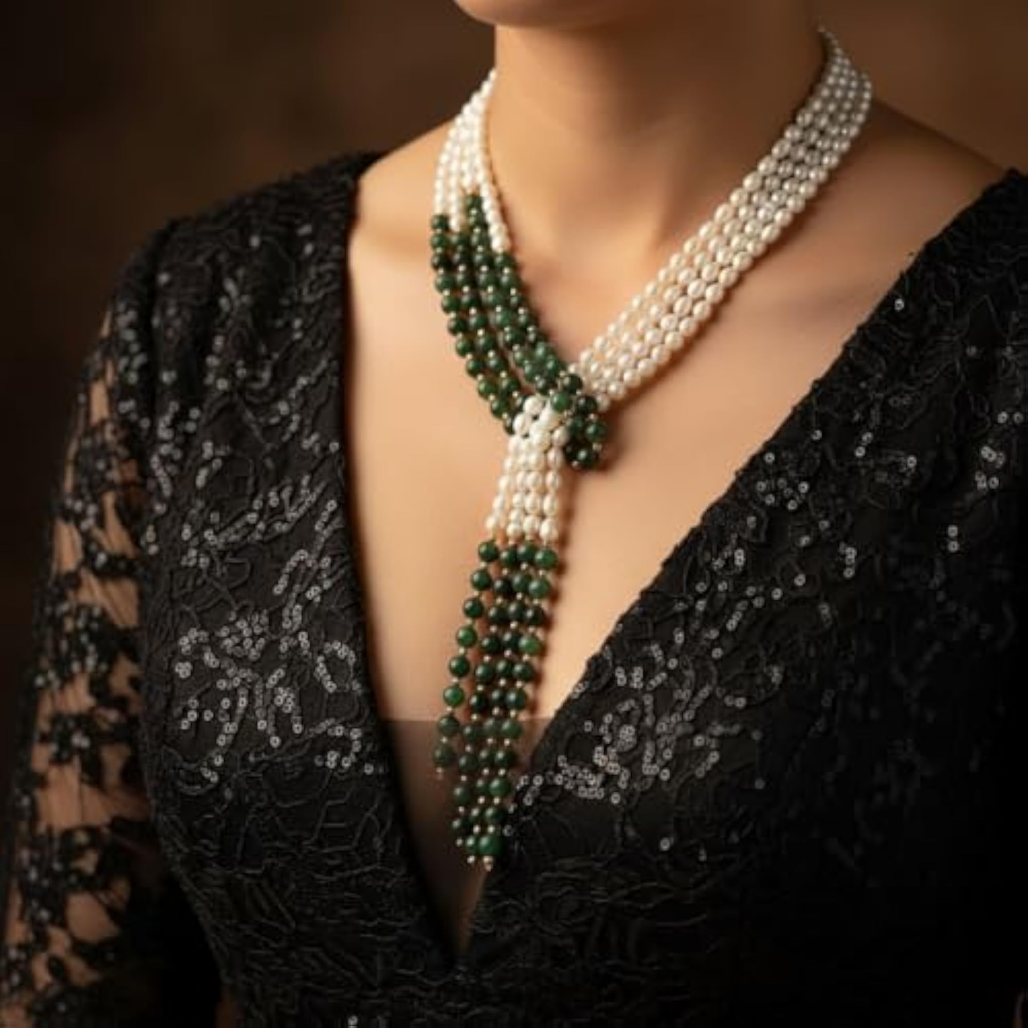 Pearl & Jade Multi-Styling Necklace for Women