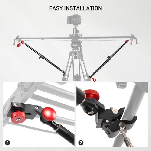GVM Great Video Maker Lot de 2 Bras de Support Coulissant pour Appareil Photo, Bras de stabilité pour trépied réglable, poteaux Extensibles pour Rail Coulissant d'appareil Photo avec Pinces en C – vue 2