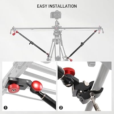 GVM Camera Slider Support Arm,Stabilizer Adjustable Tripod Stability Arm for Increasing Stability in Aluminum Alloy, Extendable Poles for Camera Slider Rail Track 2 Pack with C Clamps