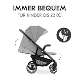 hauck Shop N Care, Grey - Kinderbuggy mit Liegefunktion ab Geburt bis 22 kg, Becherhalter und Snack Tablett, Klein Zusammenklappbar, UV Schutz 50+, XL Korb bis 3 kg