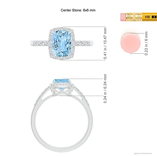 Angara Natural Aquamarine Engagement Ring for Women | Cushion Aquamarine Diamond Halo Ring in 14K Solid Gold/Platinum | March Birthday, Gemstone Jewellery Gift4