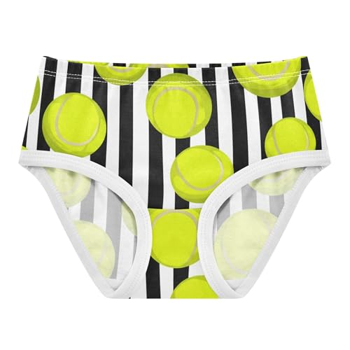 Cotton Toddler Girls Underwear Bright Yellow Tennis Balls Black Striped Cute Panties Girl Cartoon Kids Briefs Undies 2t