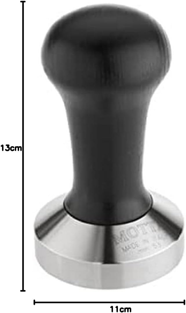 Motta Professional 53 mm Flat Base Coffee/Espresso Tamper, Black Handle