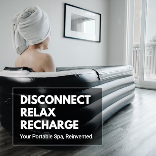 Alaskey® Portable Inflatable Bathtub For Ice Bath Or Hot Baths | Foldable & Freestanding Soaking Recovery Tub For Adults | Durable, Space-Saving, Easy To Store | Perfect For Indoor Home Spa Relaxation by Alaskey - Image 2