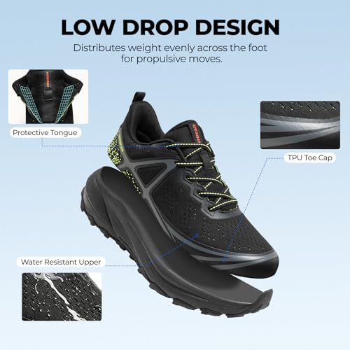 Image of Men's Wide Trail Running Shoes 2E Lightweight Cushioned, Non Slip Outdoor Hiking Sneakers with Arch Support Wide Width, Breathable Cross Training Athletic Walking Shoes for Men