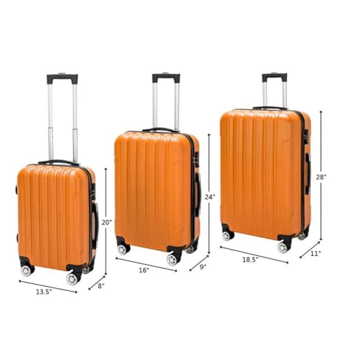 3-in-1 Suitcase Set, Large Capacity Luggage - Orange Rolling Travel Case with Spinner Wheels, TSA Approved, Expandable for Trips & Storage2