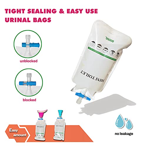 NAXER Female Urinal for Women with 4 Travel Disposable Urinal Bags, Shrinkable Male and Female Urination Device Set, Portable Urinal Pee Funnel Outdoor Essential Gear for Camping Hiking Car Boat Trip