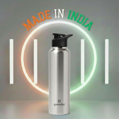 Image of Speedex Stainless Steel Water Bottle 1 Ltr, Leak Proof Sipper Cap, BIS Approved 1000 ml Metal Bottle For Daily, Office, School, Gym, Travel Use for Men, Women, Kids, Adults, Silver, Set of 3
