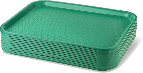 New Star Foodservice green plastic serving tray set (12) 14x18