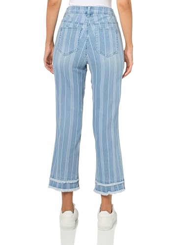 SLIM-SATION 5 Pocket Zip Front Flare Leg Ankle Jean with Double Row Fringe Hem2