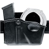 Safariland 573 Glock 17 22 Open Top Paddle Magazine Pouch with Handcuff Case (Plain Black, Left Hand)