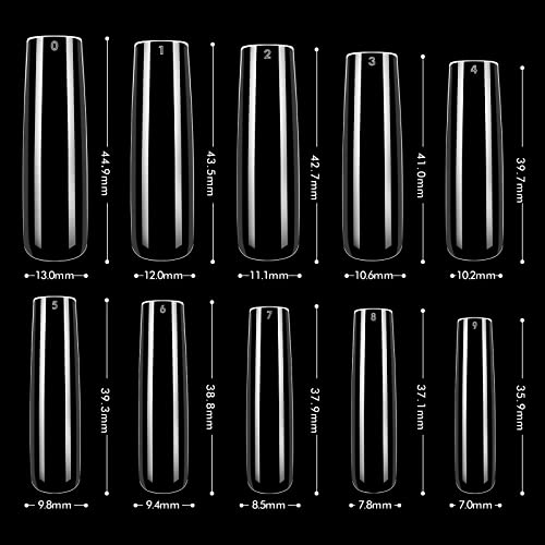 Square Nail Tips Full Cover - Infeling 300Pcs Long Square Gel Nail Tips No C Curve, Xxl Straight Tapered Square Press On Nails With Box For Nail Salons And Diy Nail Art, 10 Size #TOP6