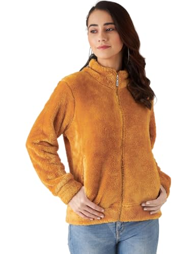 Image of Modeve Women Solid Full Sleeve Fur Standard Length Jacket For Winter