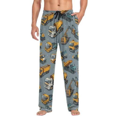 Yellow Construction Cars Pajama Pants Roller Excavator Truck Men's Pajama Bottoms Lounge Sleepwear PJs Sleep Pants XL3