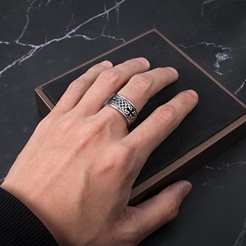 Elfasio 10Mm Celtic Knot Rings Cross Stainless Steel Band Ring Vintage Jewelry, Husband/Boyfriend Gift Us Size 10 #TOP4
