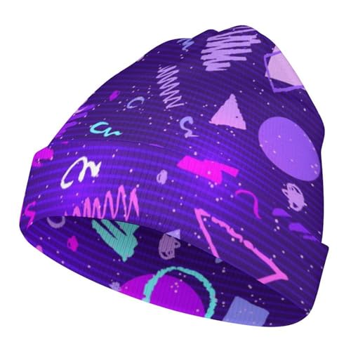 Retro 80s 90s Kids Beanie Hat for for Girls Boys Children Cap Winter Knitted Chemo Cancer Headwear Accessories Gifts Decoration Black