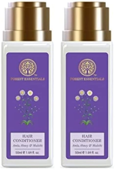 Image of Forest Essentials Ayurvedic Hair Conditioner Amla Honey & Mulethi | Nourishing Conditioner for Smooth Shiny Hair | Sulphate & Paraben Free | Travel Size (Pack of 2)